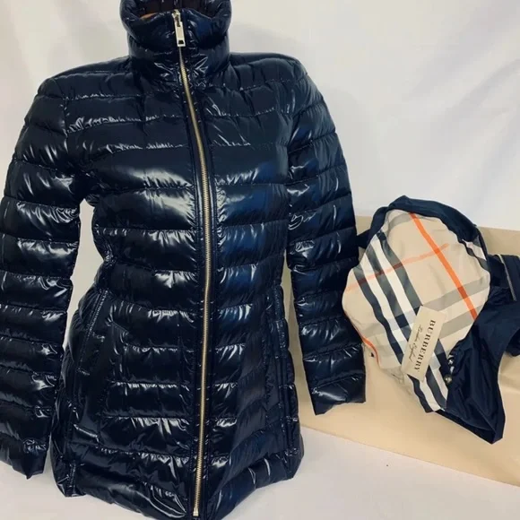 BURBERRY NWT Chevrington Hooded Parka Quilted Puffer Jacket Trench 3 In 1 Sz 12